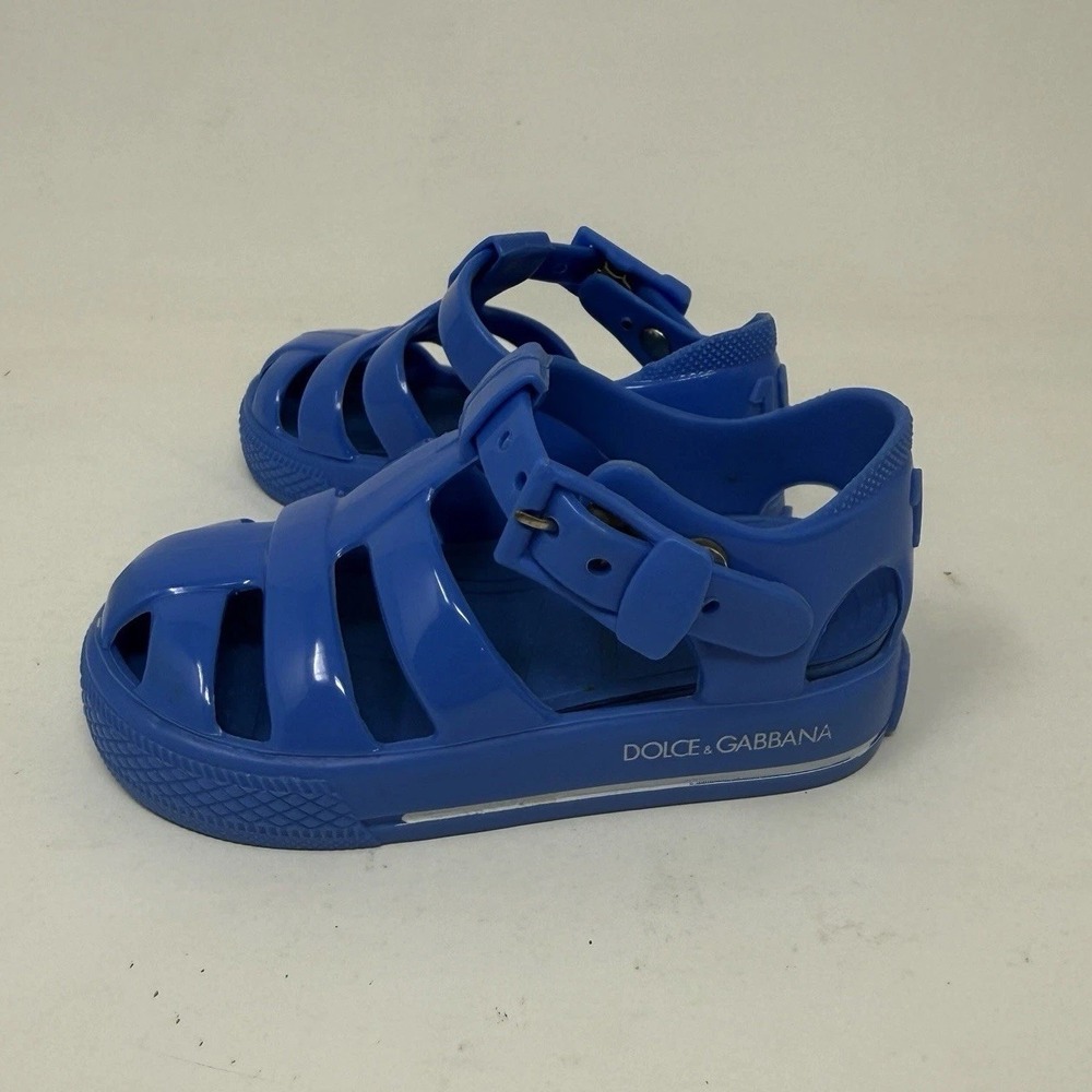 Dolce‎ & Gabbana Blue Kids Jelly Buckle Fisherman Sandals, Toddler Size 19
